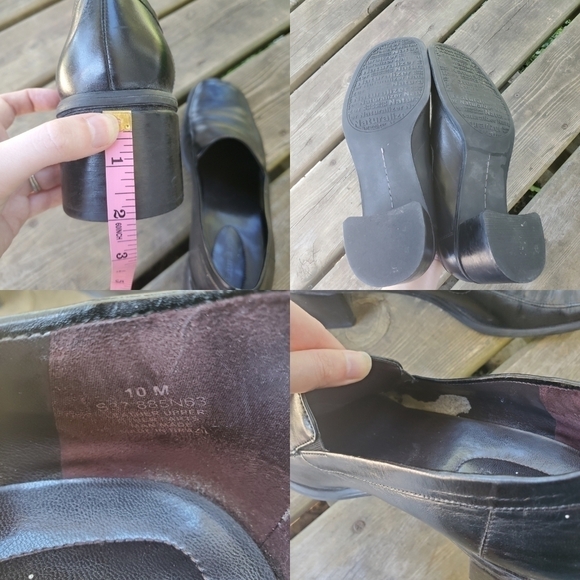 Vintage 90s y2k Black Leather Chunky Heeled Punk Lolita Oxford Loafers 10 - Picture 4 of 6